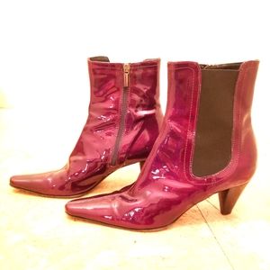 Aquatalia patent leather ankle rain booties